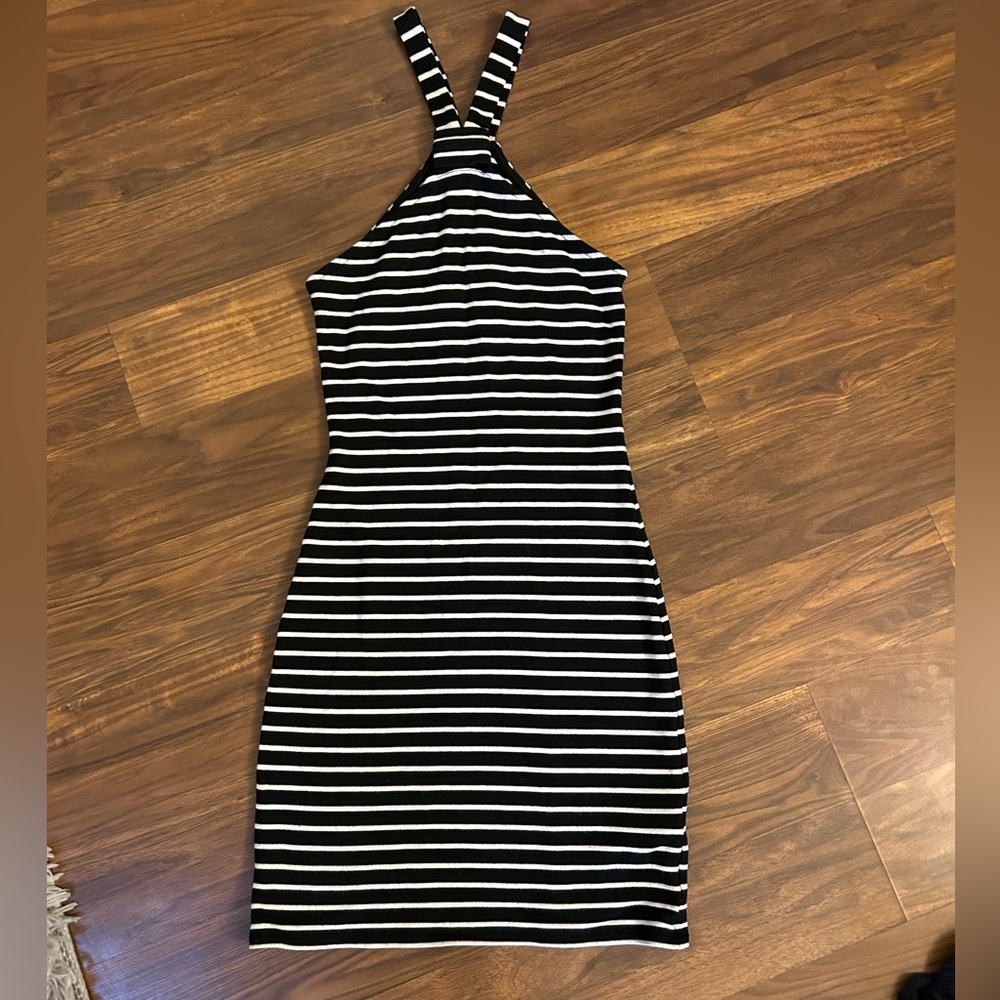 TopShop Notched Neck Striped Bodycon Dress